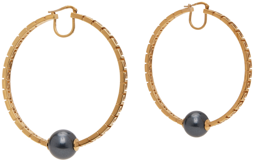Versace Gold & Black Greca Earrings