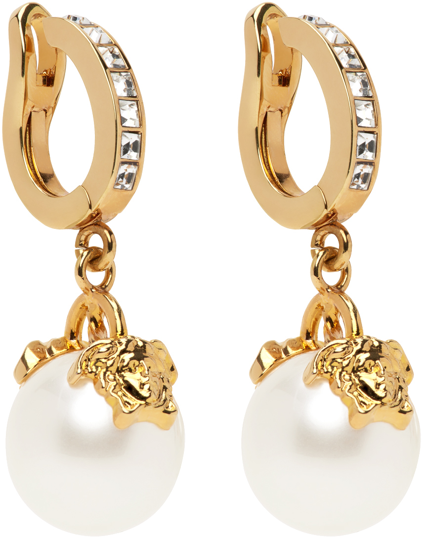 Versace Gold Pearl Medusa Earrings