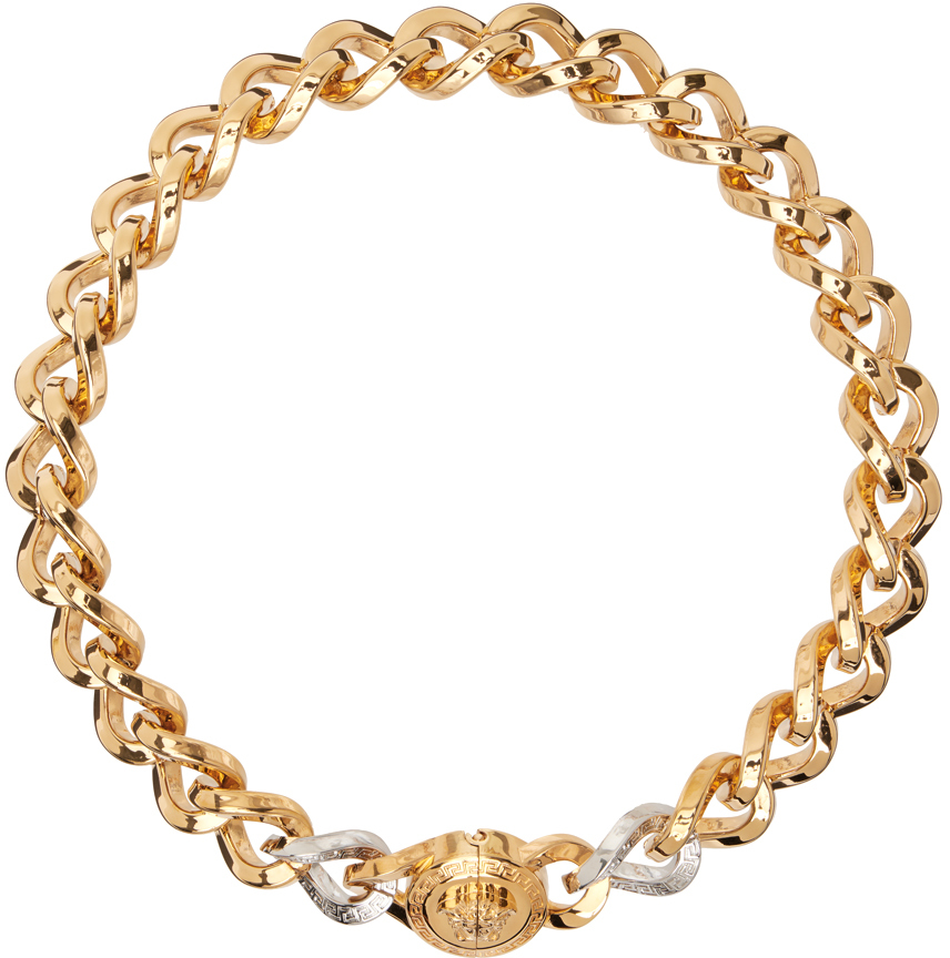 Gold & White Enameled Medusa Necklace Ssense Donna Accessori Gioielli Collane 