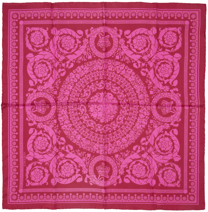 Versace Pink & Red Baroque Scarf