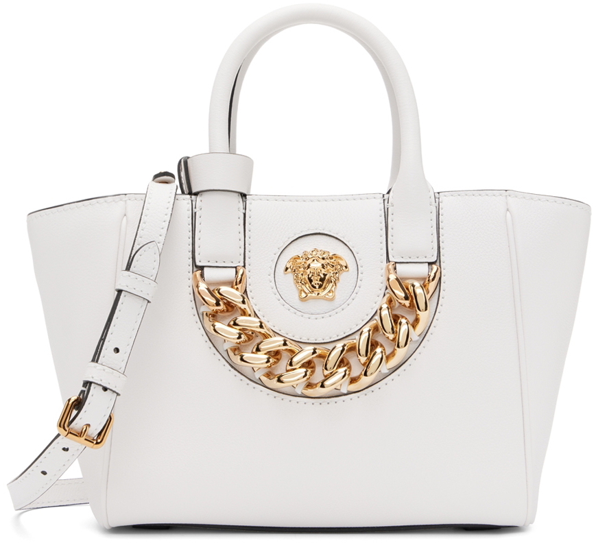 Versace Off-White Medium 'La Medusa' Top Handle Bag