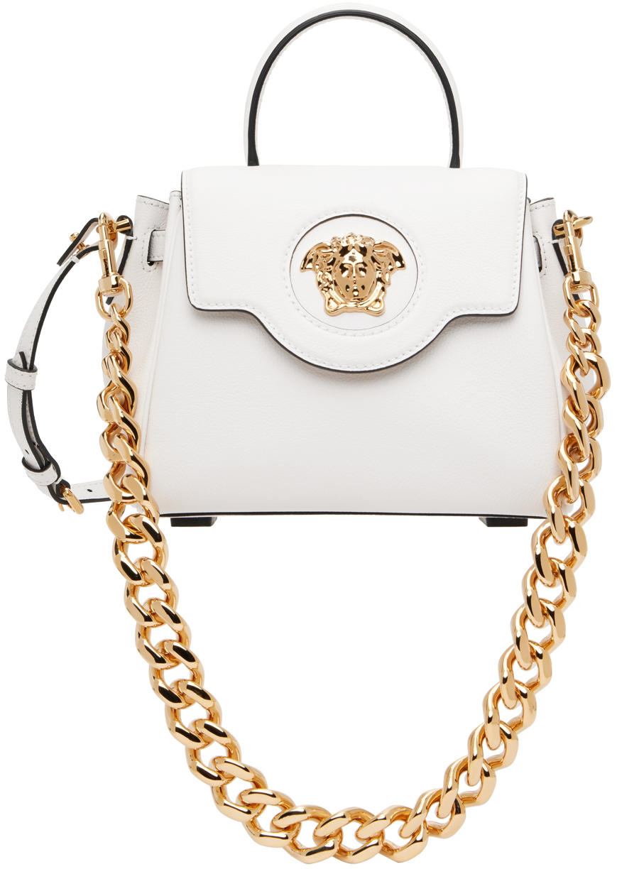 Versace Medusa Grained Leather Bag in Pink | Lyst