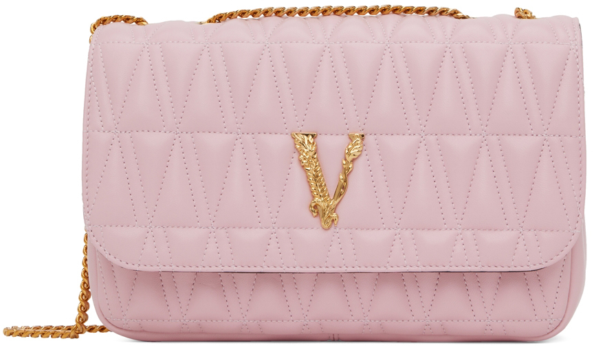 Versace Pink Virtus Shoulder Bag In 1pg4v English Rose-v