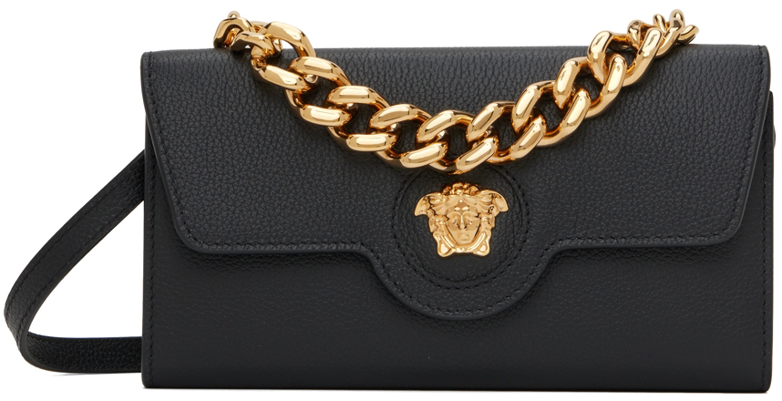 Versace Medusa Calfskin Leather Chain Clutch Bag Black