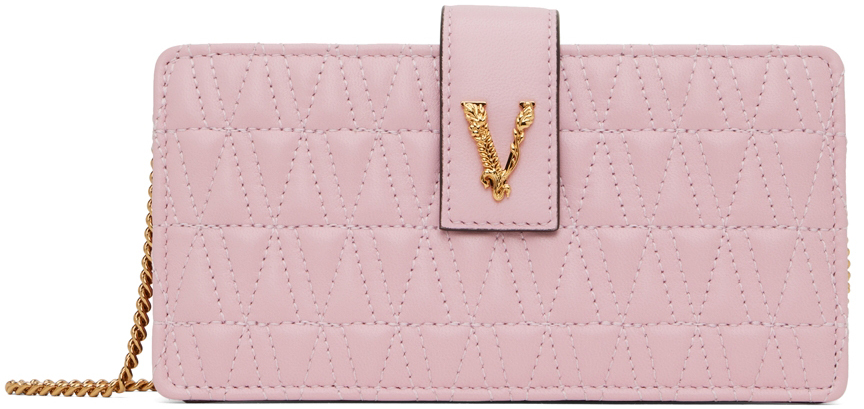 Versace Pink Mini Virtus Quilted Bag In 1pg4v English Rose-v