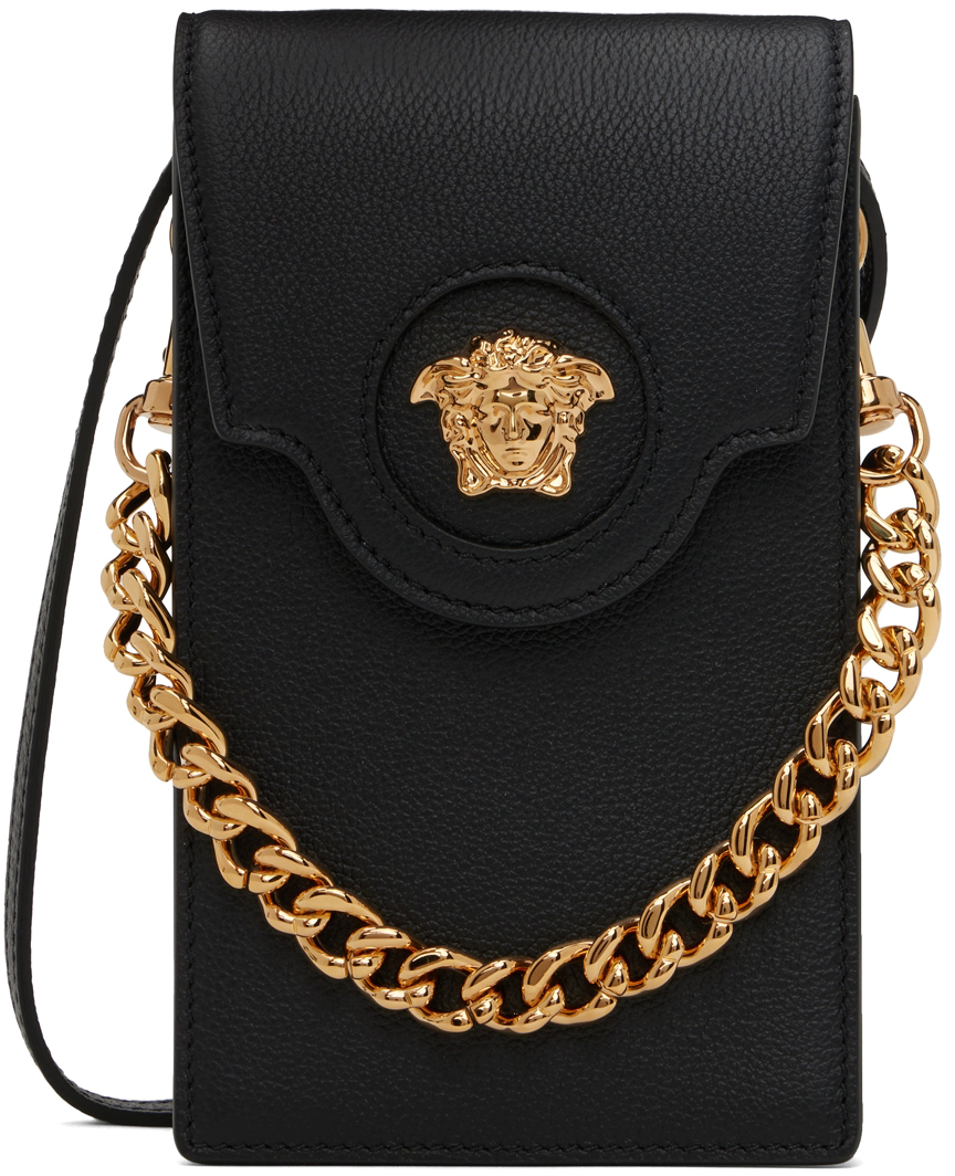 Versace Black 'La Medusa' Phone Bag