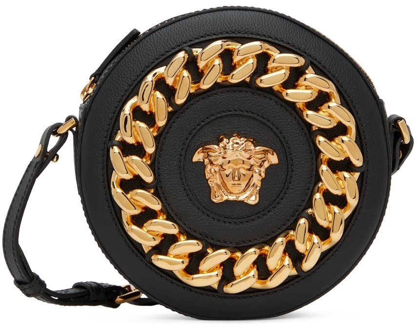 Versace Black 'La Medusa' Round Crossbody Bag