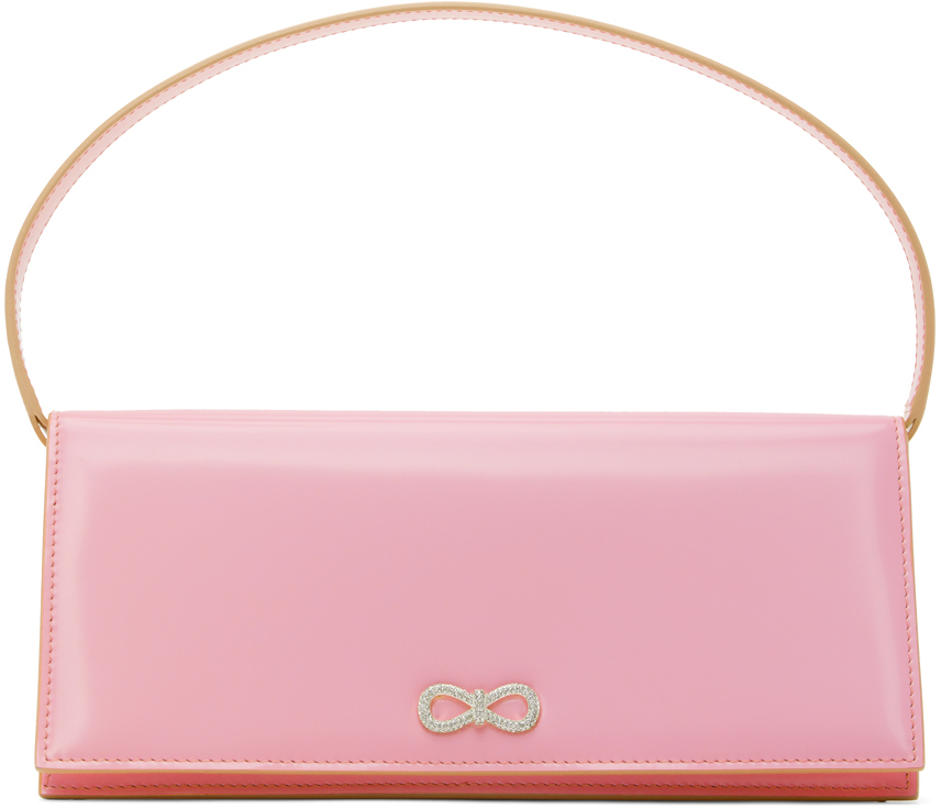 MACH & MACH: Pink Crystal Bow Baguette Bag | SSENSE Canada