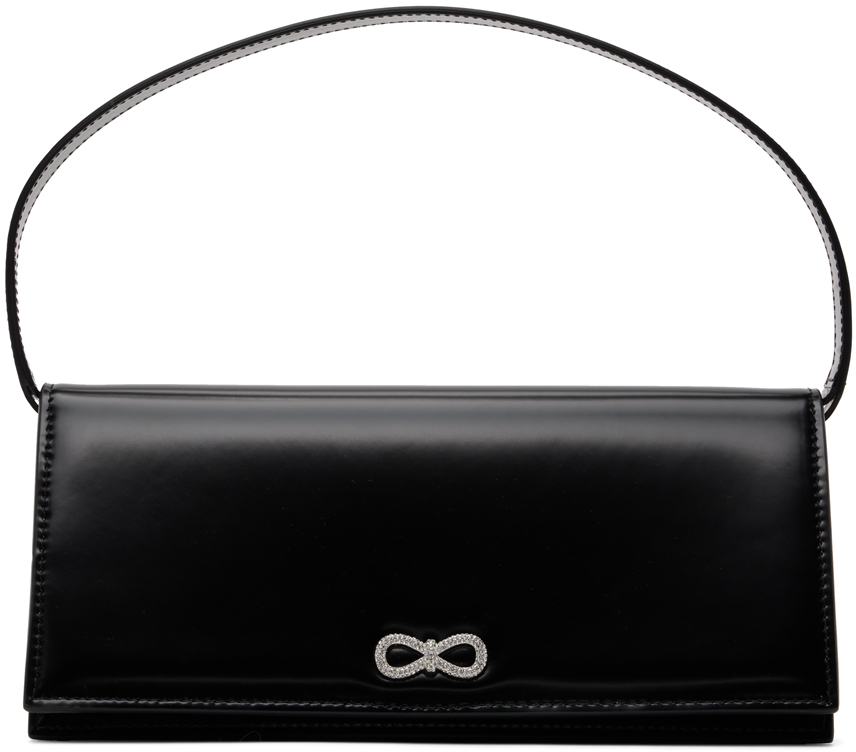 MACH & MACH Black Crystal Bow Baguette Bag