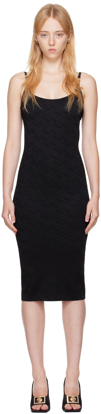 Black 'La Greca' Midi Dress by Versace on Sale