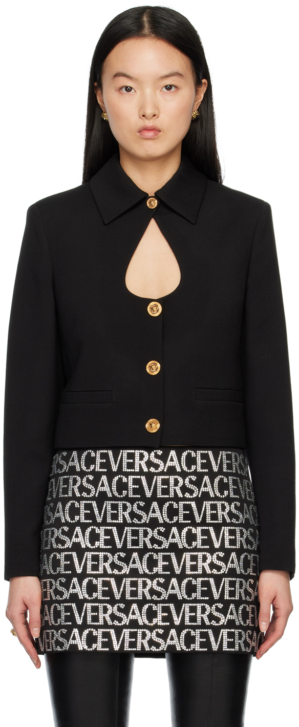 Black Medusa Cutout Jacket by Versace on Sale