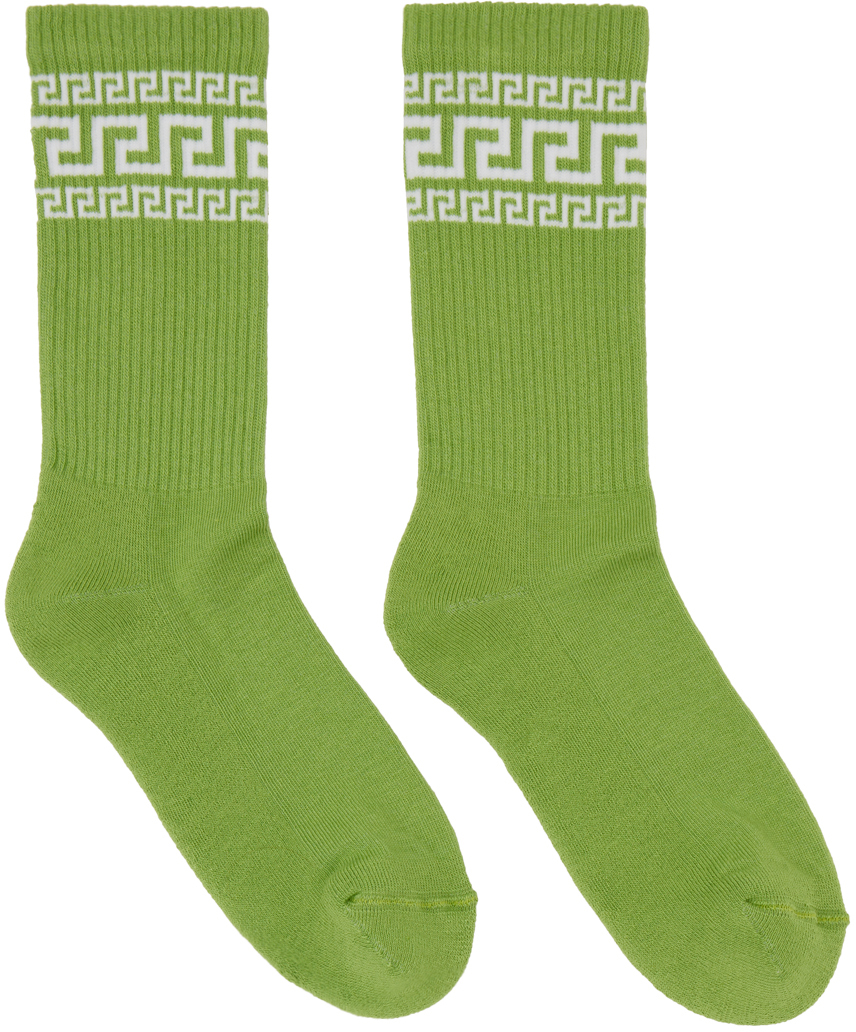 Versace Green Greca Athletic Socks