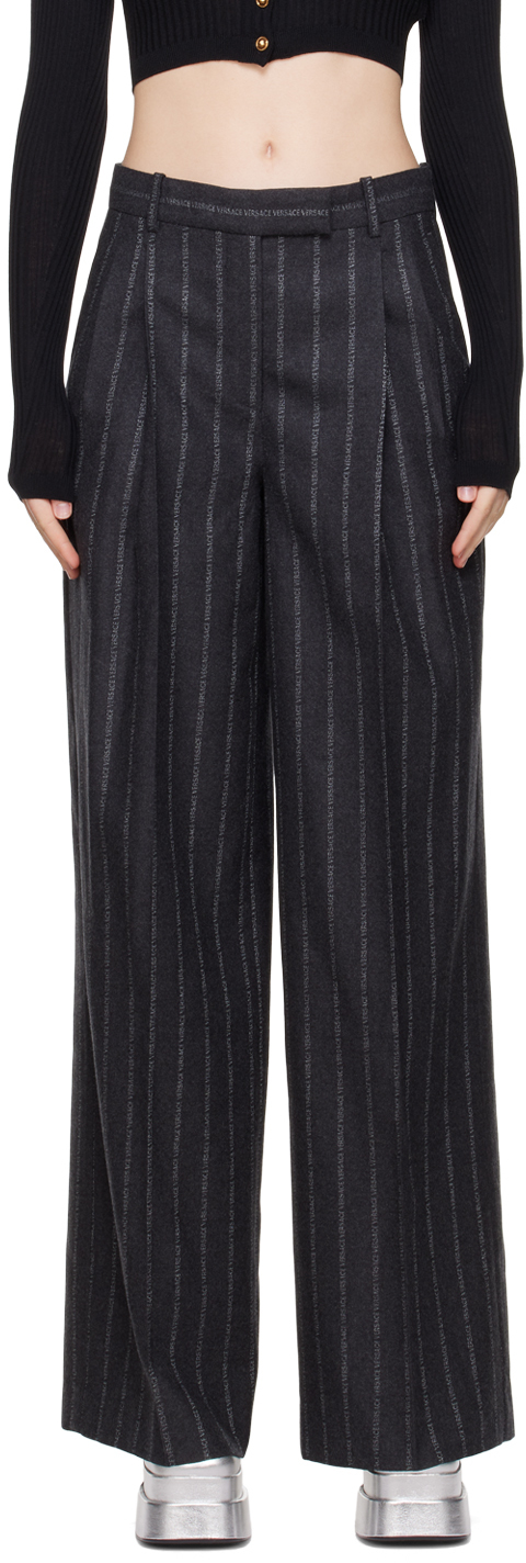 Versace Gray Pleated Trousers