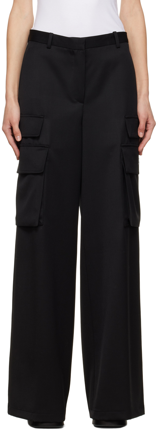 Black Cargo Trousers by Versace on Sale