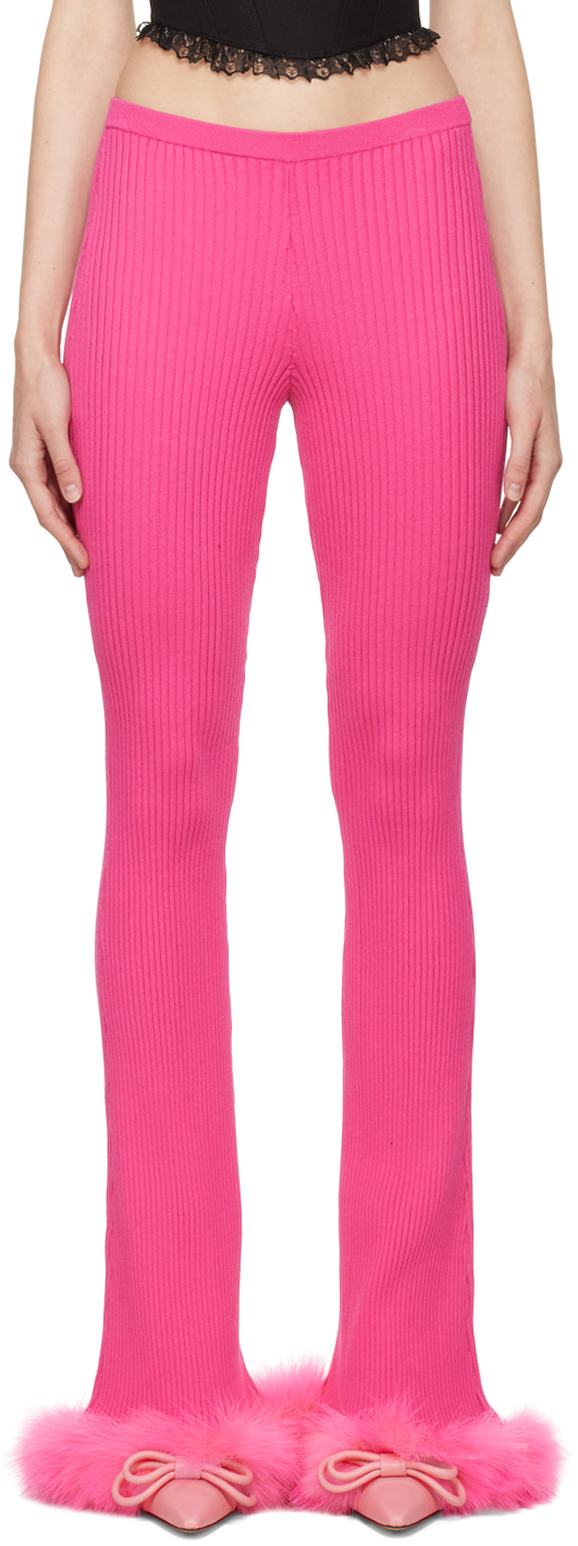 MACH & MACH Pink Feather Trim Trousers