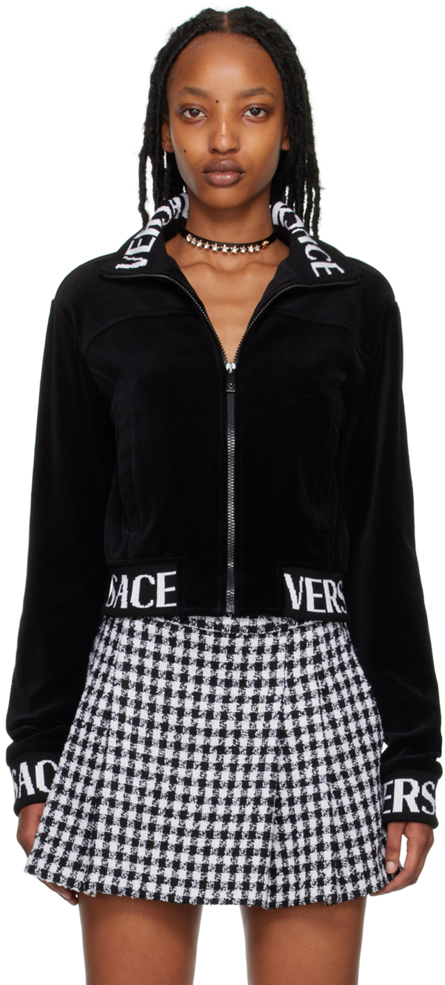 Versace Black Zip Sweatshirt In 1b000 Black