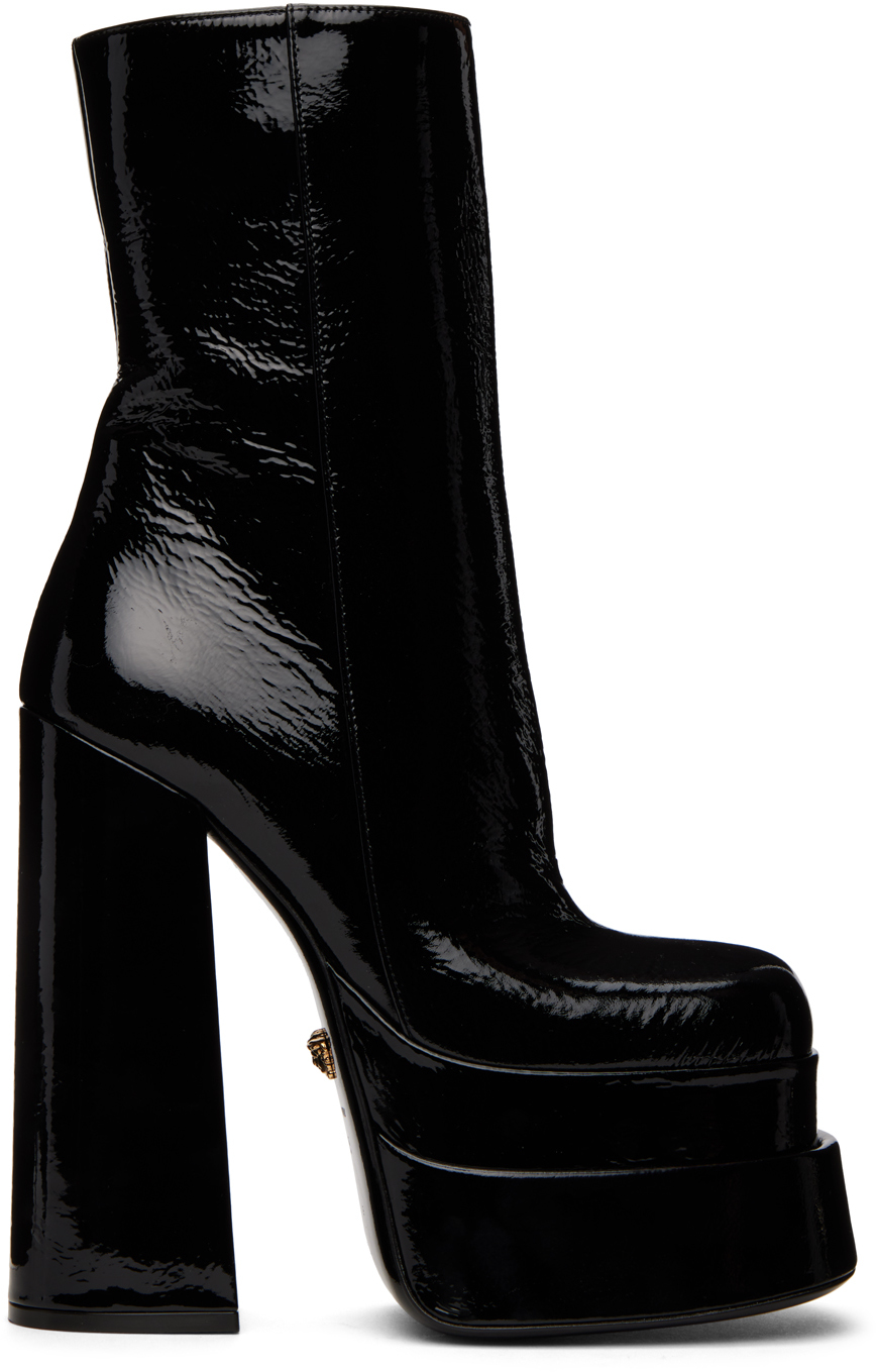 White Leather Platform Heeled Ankle Boots Ssense Donna Scarpe Scarpe con plateau Stivali con plateau 