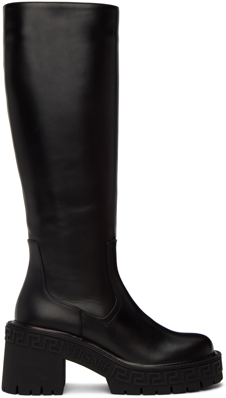 Black Greca Boots by Versace on Sale