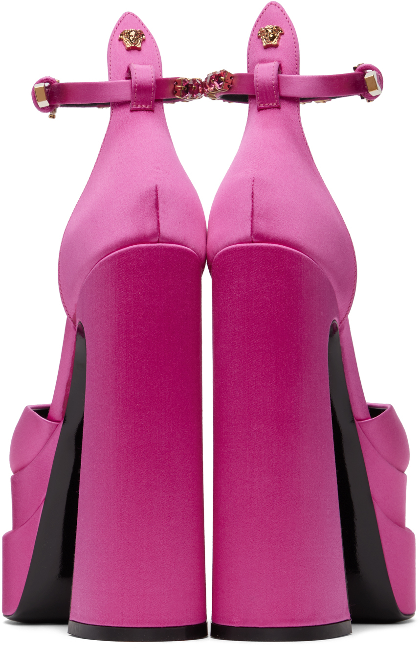 Versace Pink Aevitas Platform Heels In Multi