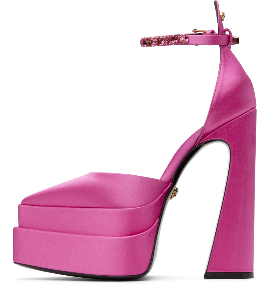 Versace Pink Aevitas Platform Heels In Multi