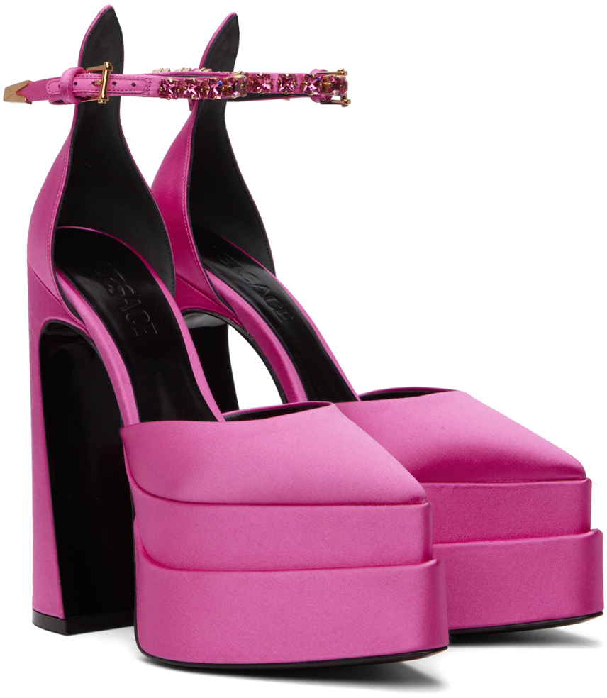 Versace Pink Aevitas Platform Heels In Multi