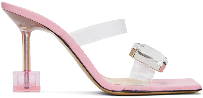 MACH & MACH Pink Crystal Square 95 Heeled Sandals