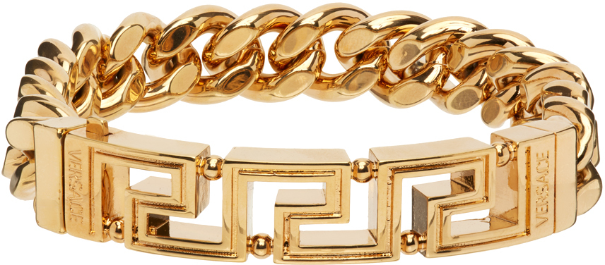 SSENSE Men Accessories Jewelry Bracelets Gold Greca Chain Bracelet 