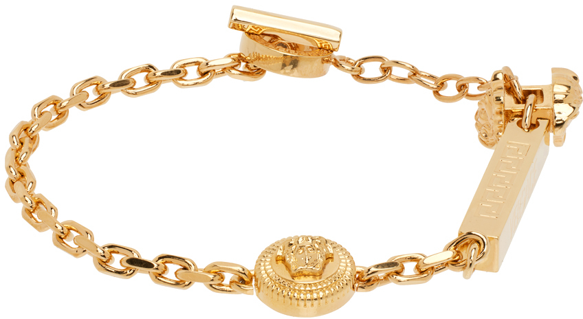 Gold & Silver Medusa Greca Bracelet Ssense Uomo Accessori Gioielli Bracciali 