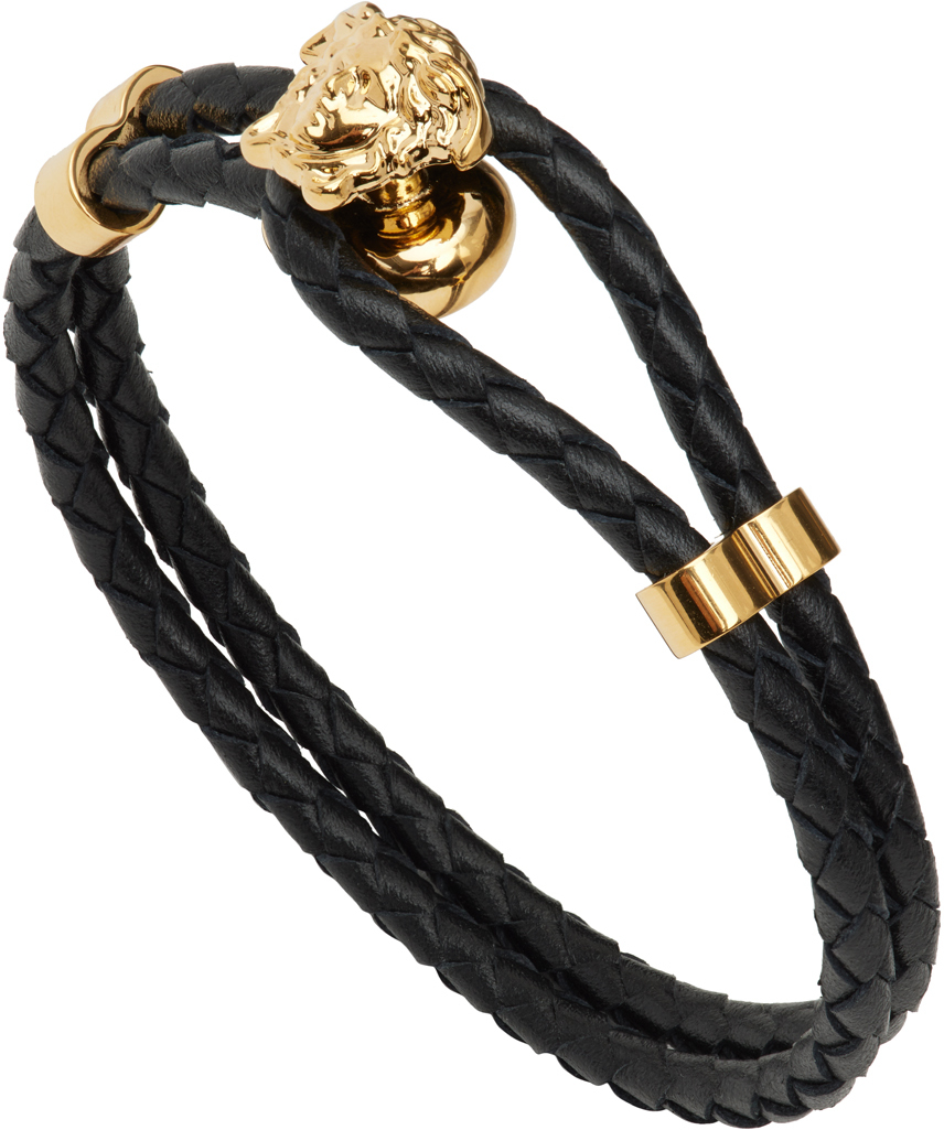 Ssense Uomo Accessori Gioielli Bracciali Black & Gold Medusa Bracelet 