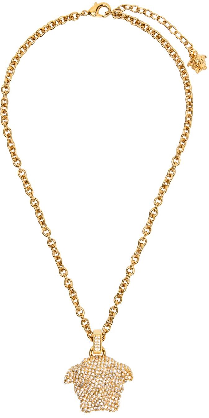 Gold & Pink Medusa Biggie Necklace Ssense Uomo Accessori Gioielli Collane 