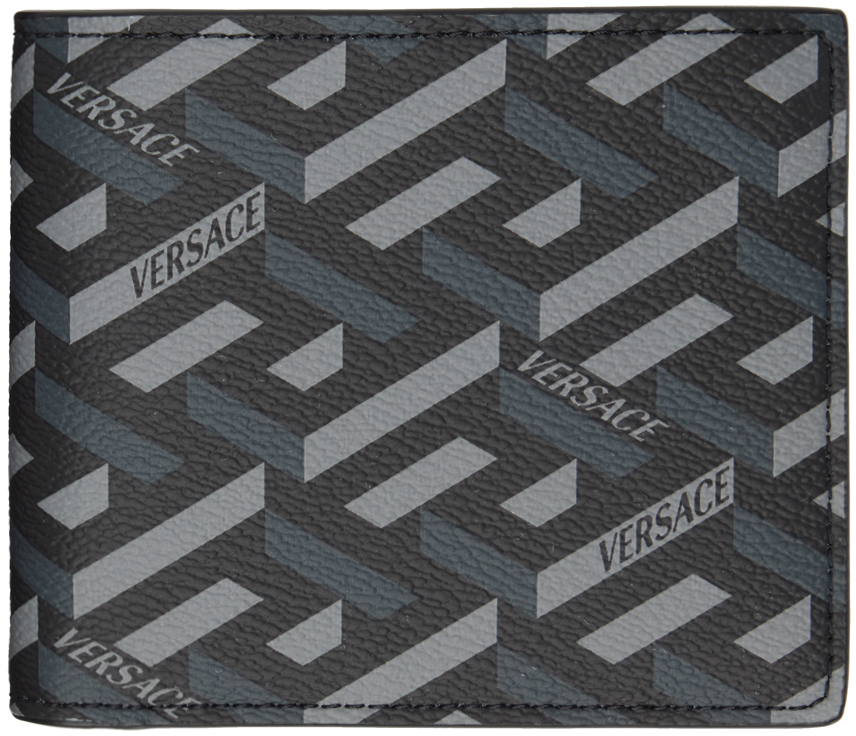 Versace Black 'La Greca' Wallet