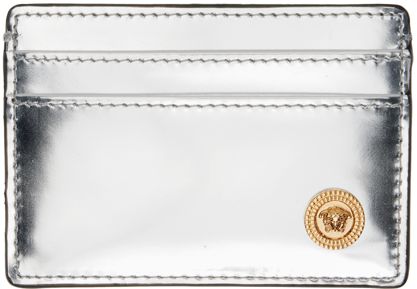 Shop Versace Silver Medusa Biggie Card Holder In 1e01v Argento-oro Ve