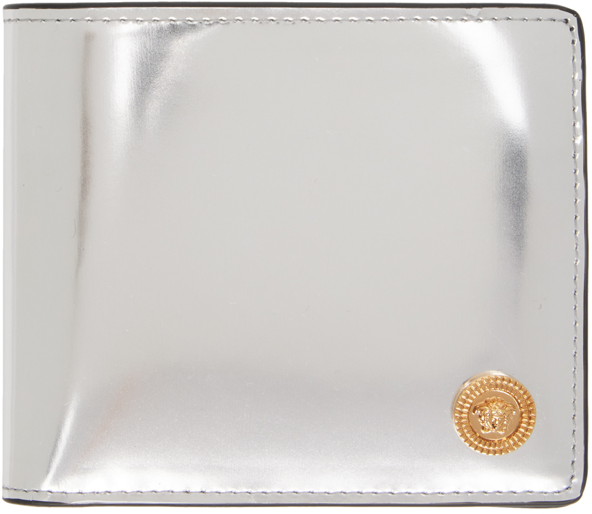 Versace Silver Medusa Wallet In 1e01v Argento-oro Ve