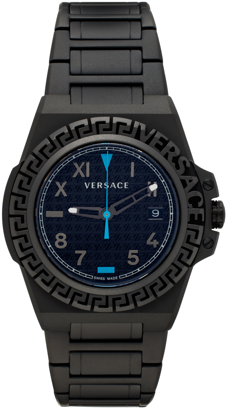 Shop Versace Black Greca Reaction Watch