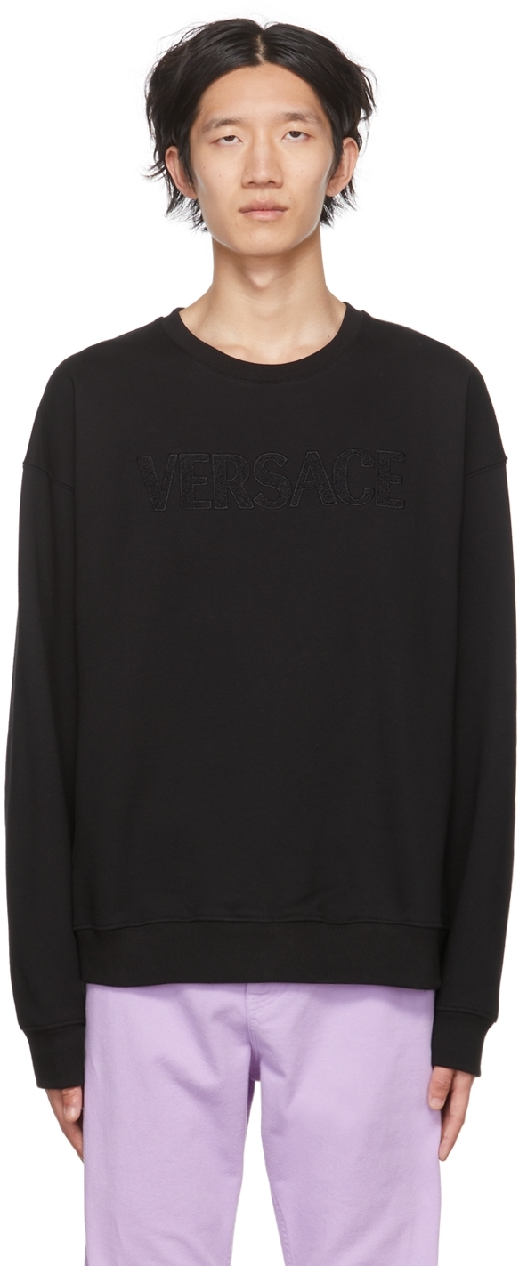 Shop Versace Black Logo Sweatshirt In 1b000 Nero