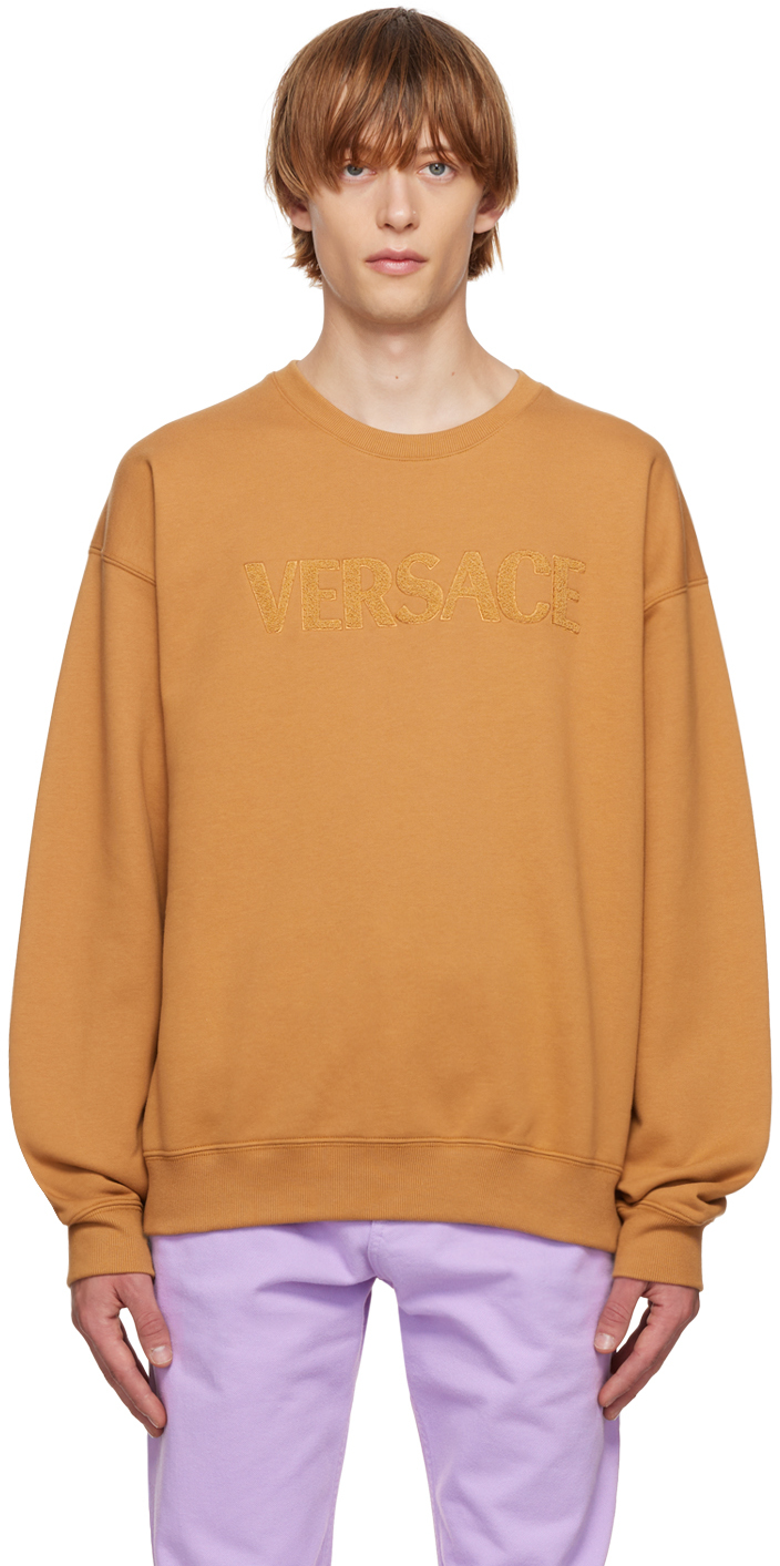Versace Tan Appliqué Sweatshirt In 1n700 Tawny Brown