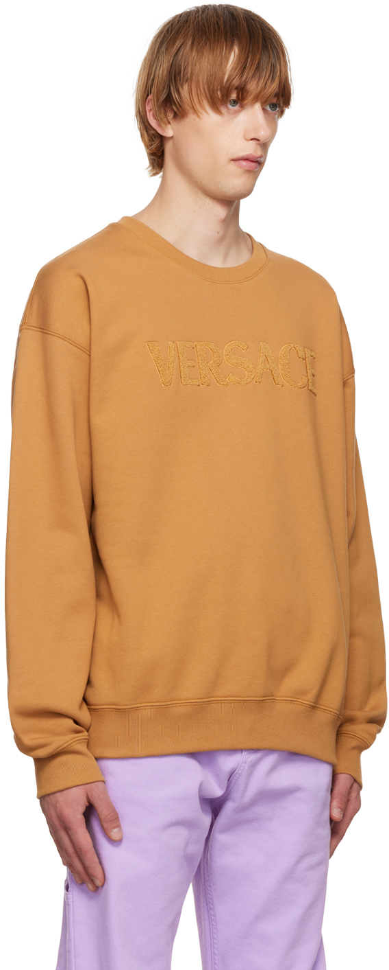 Versace Tan Appliqué Sweatshirt In 1n700 Tawny Brown