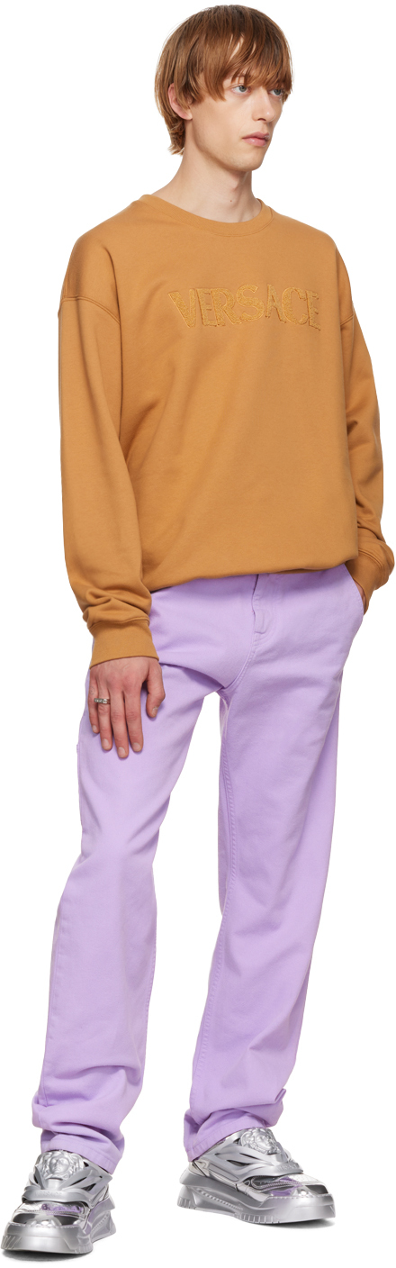 Versace Tan Appliqué Sweatshirt In 1n700 Tawny Brown