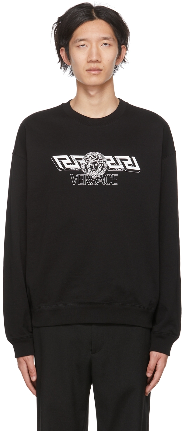 Versace: Black La Greca Sweatshirt | SSENSE
