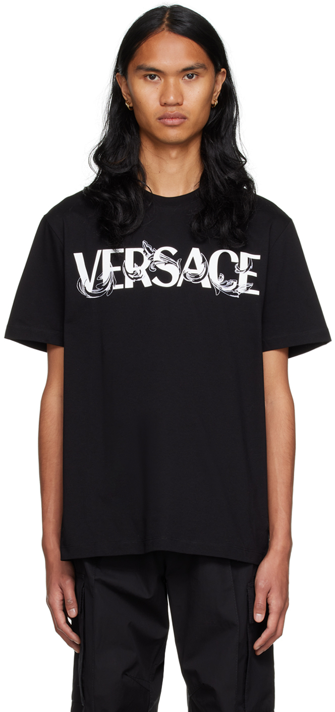 Versace: Black Barocco Silhouette T-Shirt | SSENSE Canada