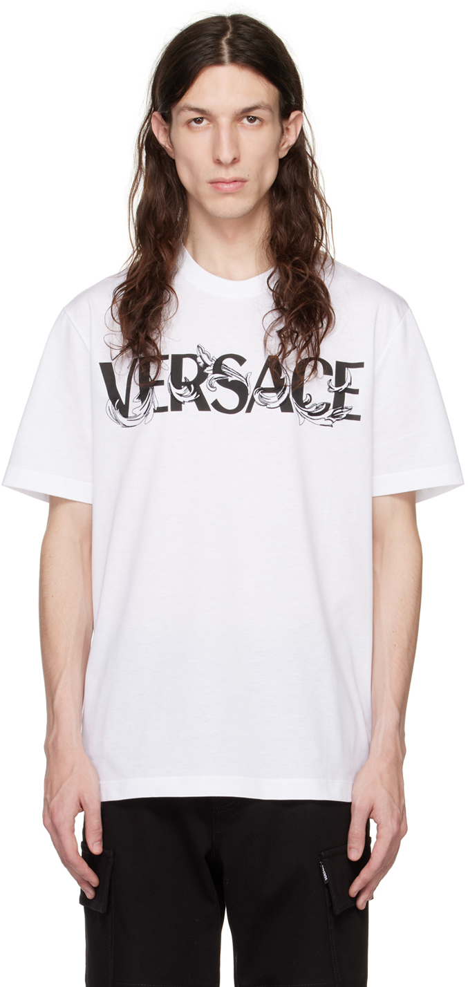 Versace: White Barocco Silhouette T-Shirt | SSENSE UK