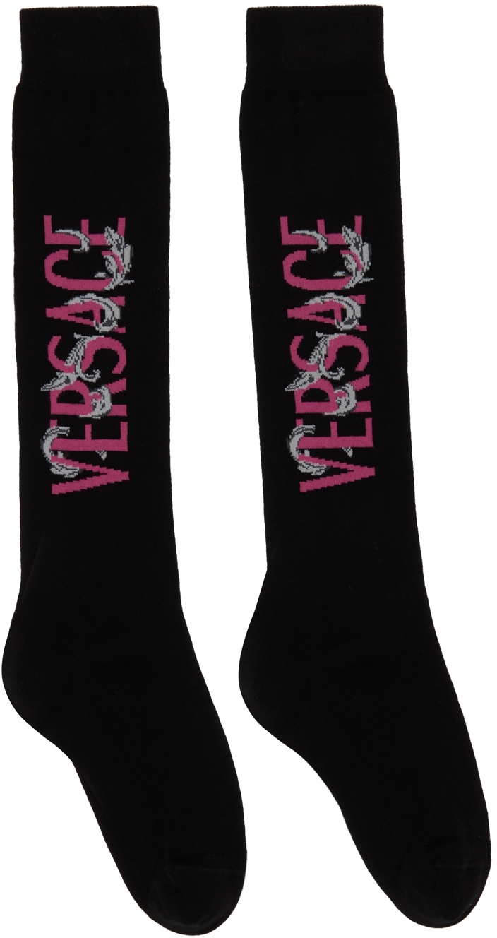 Black & Pink Logo Socks