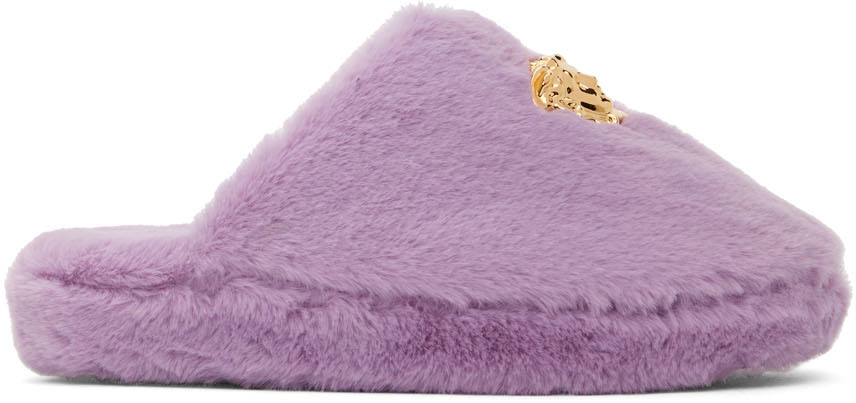 Versace Purple 'La Medusa' Slippers