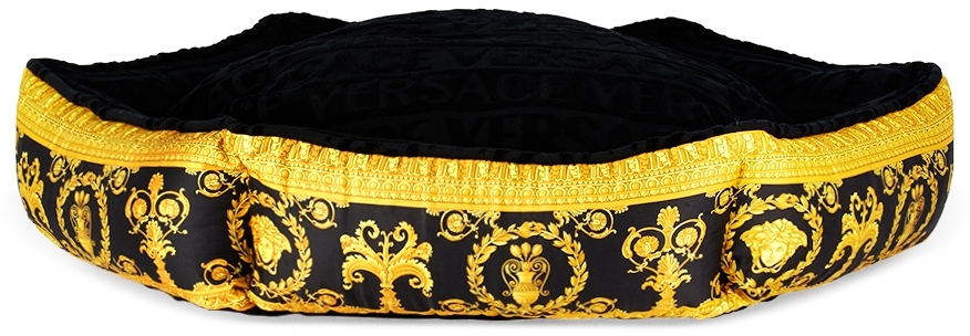 Versace Yellow & Black Barocco Large Pet Bed In Z4800