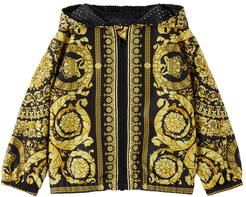 Versace Kids' Baby Black & Gold Baroque Jacket In 5b000