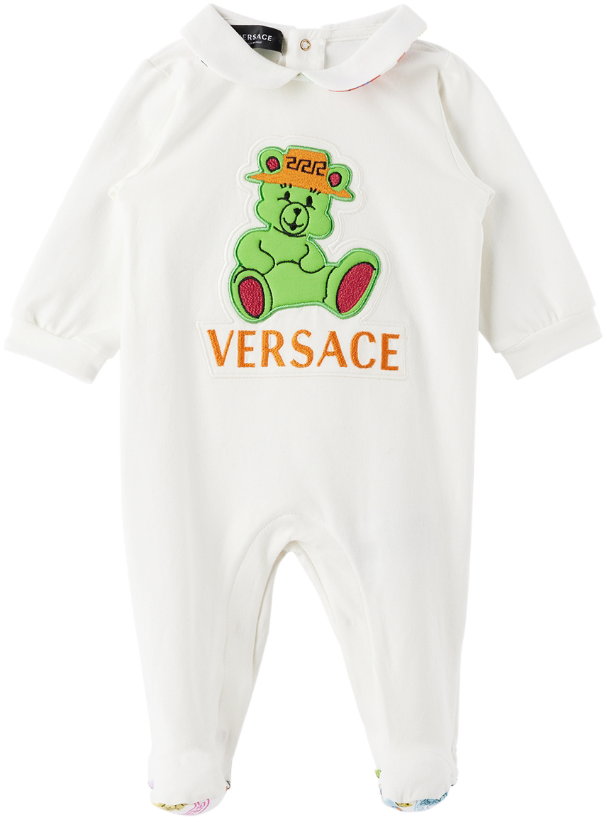 Versace , Teddy Town Baby Sleepsuit, White, 9-12m