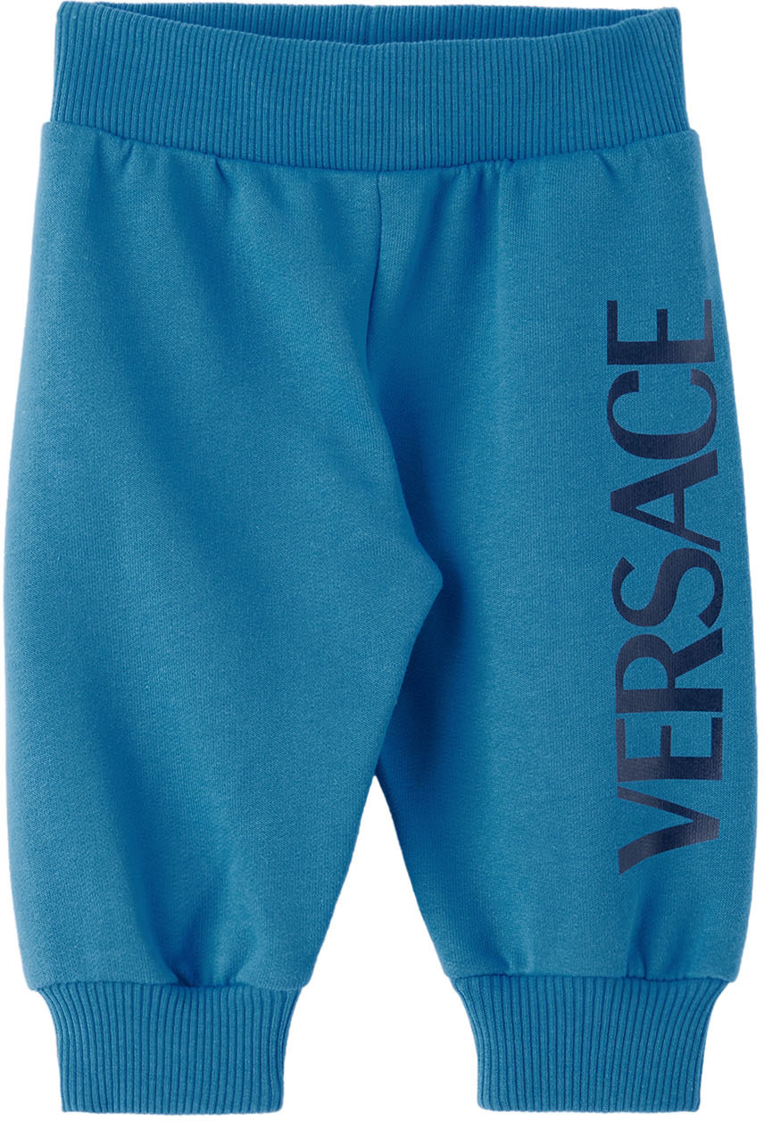 Versace Baby Blue Printed Logo Lounge Pants