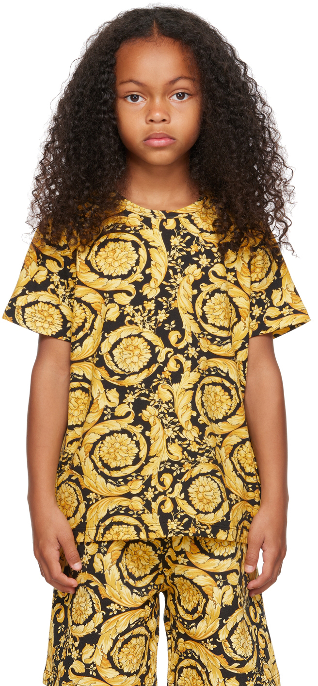 Enfant T shirt noir motif baroque Versace en solde