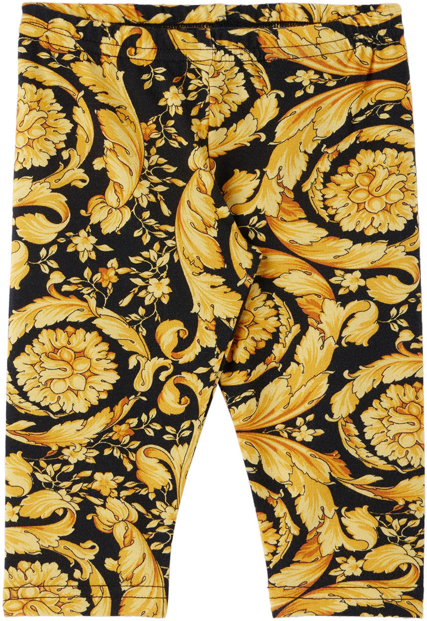 Versace Baby Black & Gold Barocco Leggings