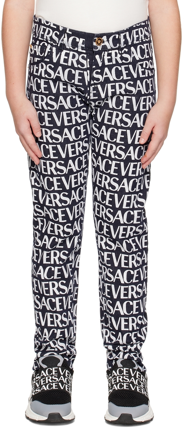 Versace Kids Black Allover Jeans In 2d050 Black